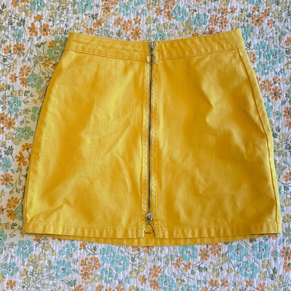 Yellow Urban Outfitters denim mini skirt